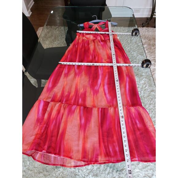 A.N.A Long Maxi Dress Women's Size XL Multi Tie Dye Cinch Waist Back Wrap V Neck - Picture 7 of 14